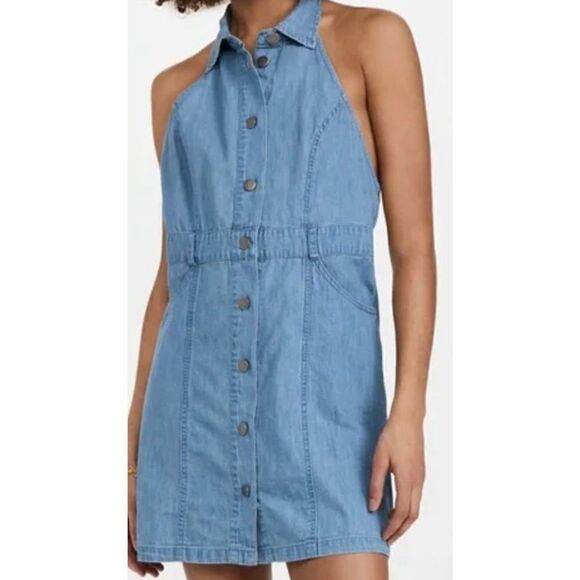 Free People Denim Open Back Sami Dress size XS - Picture 7 of 8